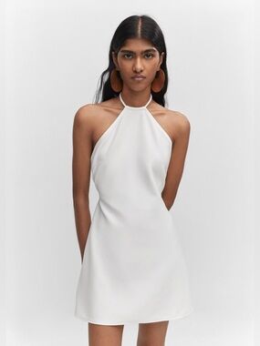 NWT Mango Halter-Neck Dress With Metal Detail